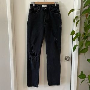 Abercrombie high rise distressed black dad Jean curve love size 26